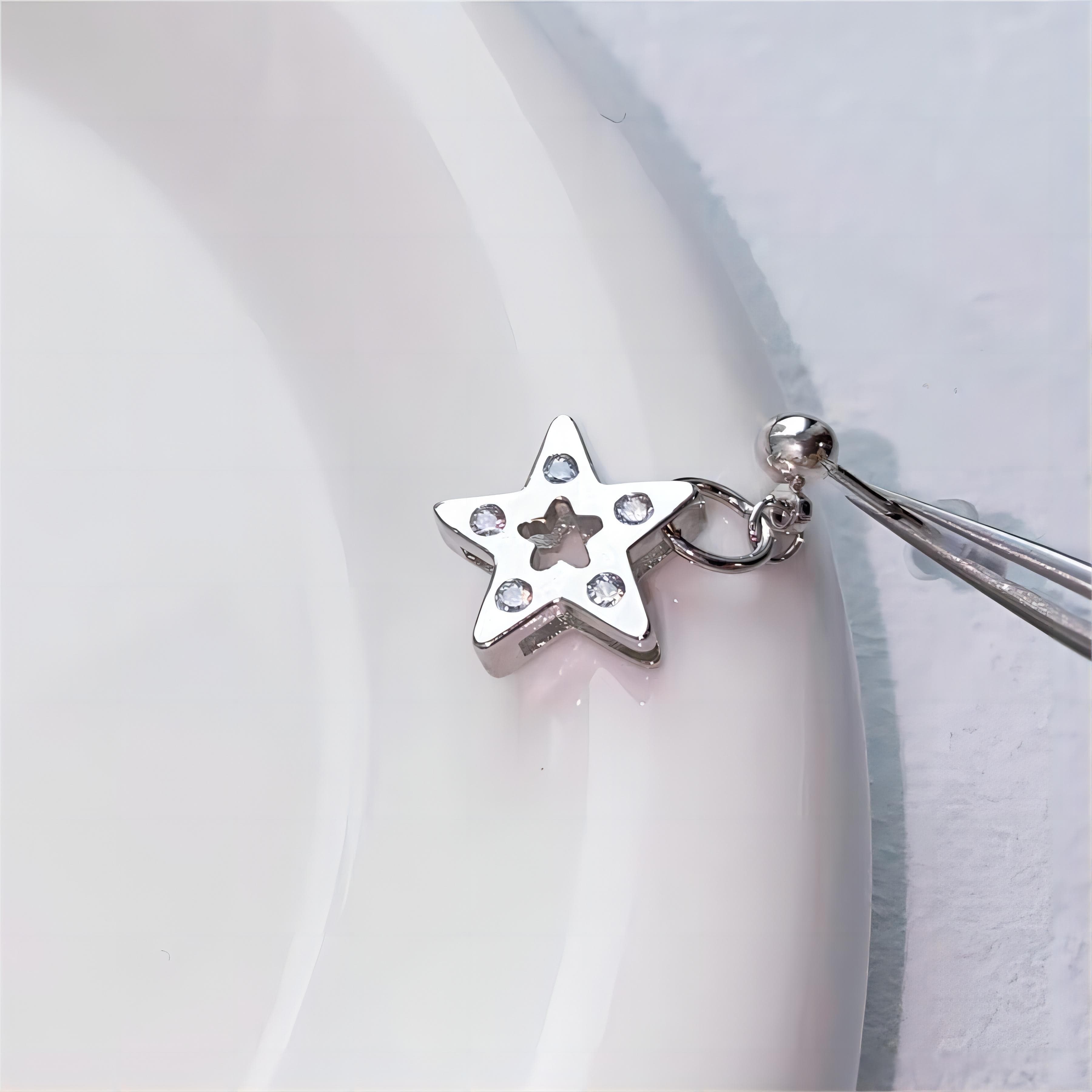 Chic CZ Inlaid Dangle Star Earrings