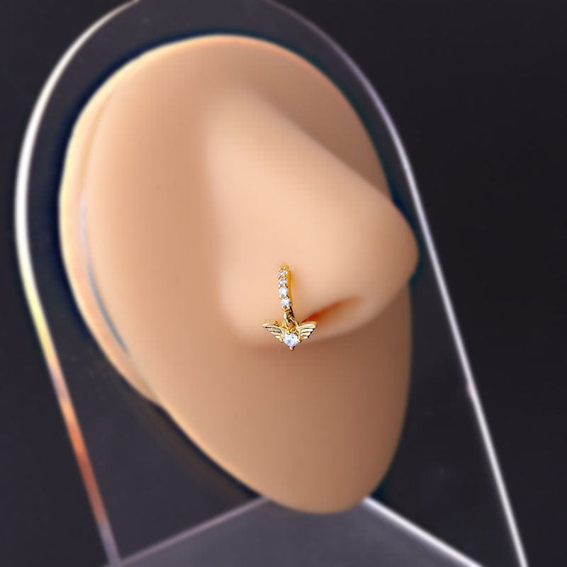 Chic CZ Inlaid Dangling Nose Piercing Nose Hoop