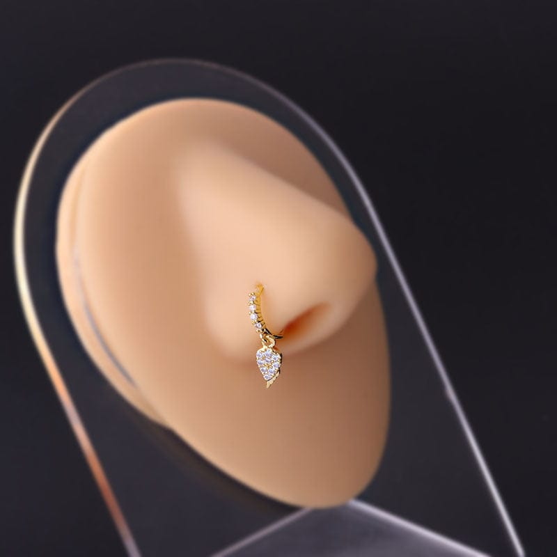 Chic CZ Inlaid Dangling Nose Piercing Nose Hoop