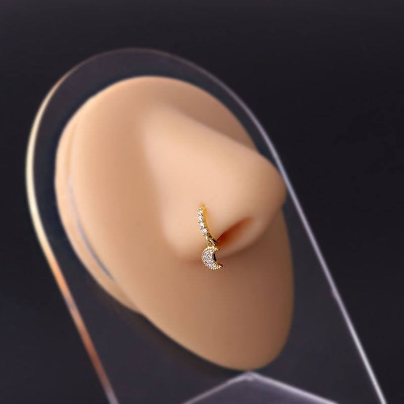 Chic CZ Inlaid Dangling Nose Piercing Nose Hoop