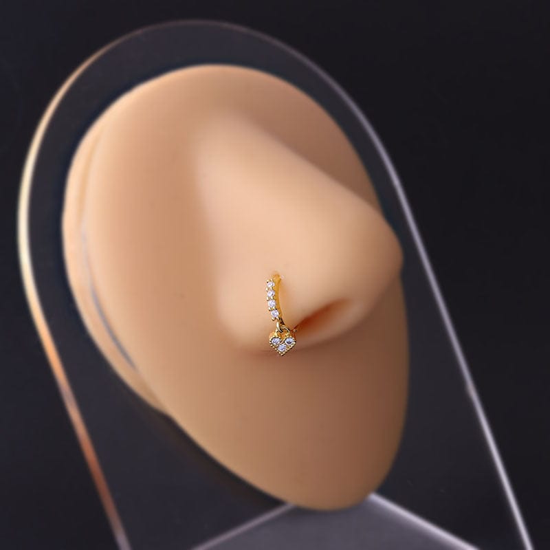 Chic CZ Inlaid Dangling Nose Piercing Nose Hoop