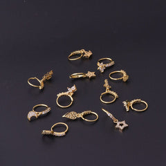 Chic CZ Inlaid Dangling Nose Piercing Nose Hoop