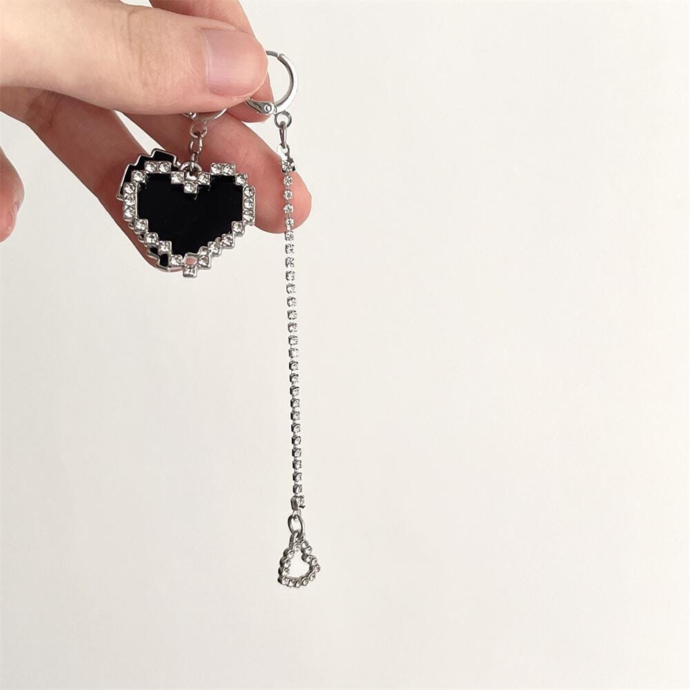 Chic CZ Inlaid Detachable Heart Earrings Necklace