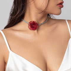 Chic CZ Inlaid Flower Box Chain Collar Choker