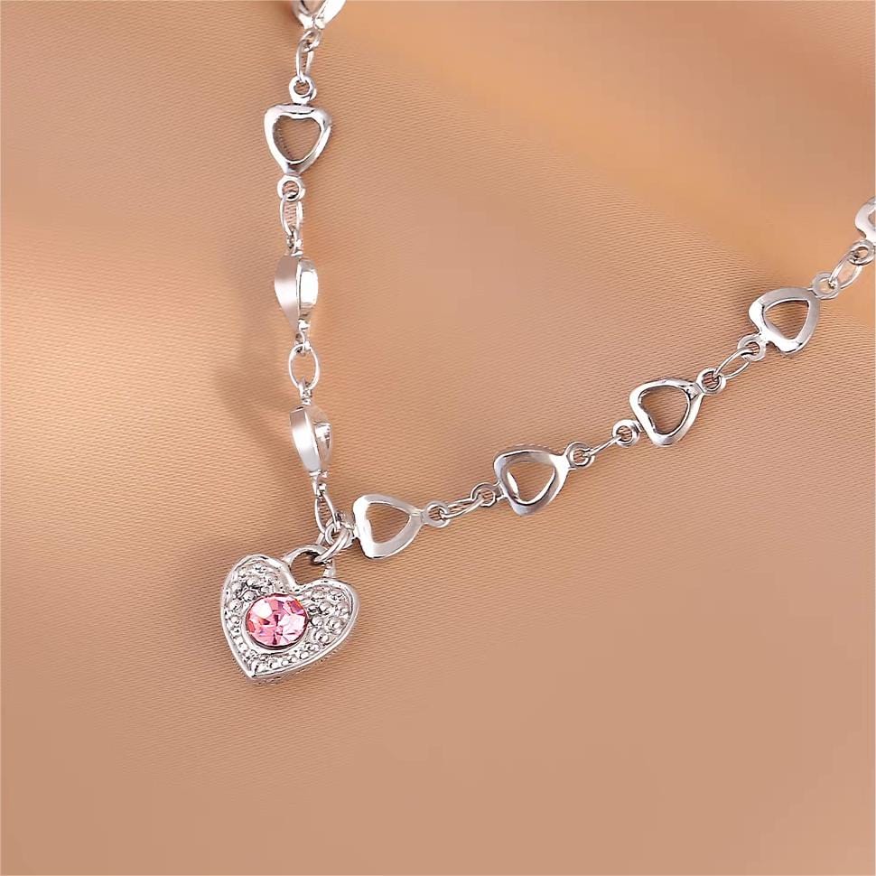 Chic CZ Inlaid Heart Chain Necklace