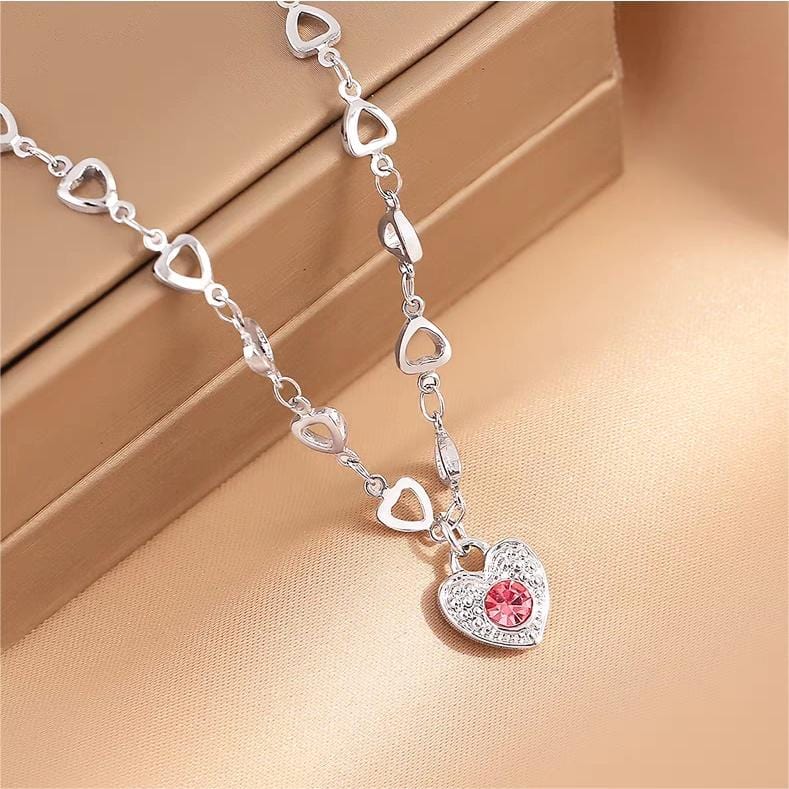 Chic CZ Inlaid Heart Chain Necklace