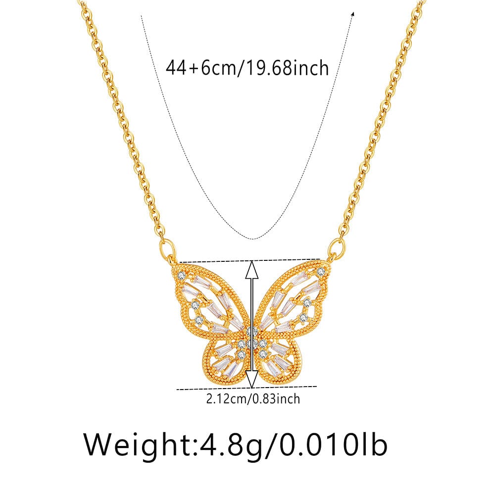 Chic CZ Inlaid Hollowed-out Butterfly Necklace