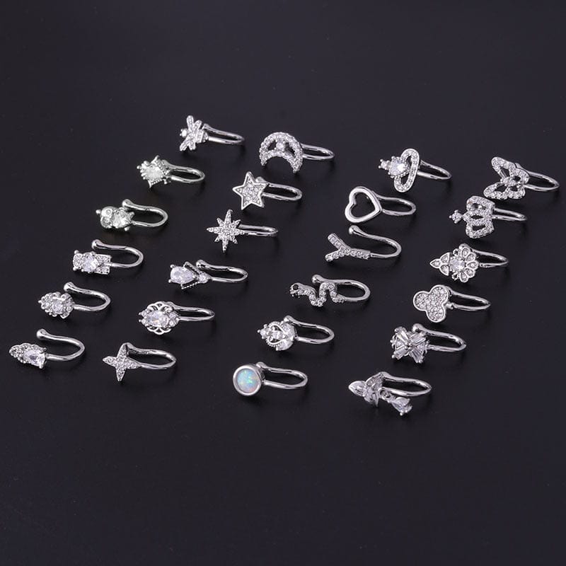 Chic CZ Inlaid Non Piercing Adjustable Nose Ring