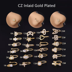 Chic CZ Inlaid Non Piercing Adjustable Nose Ring
