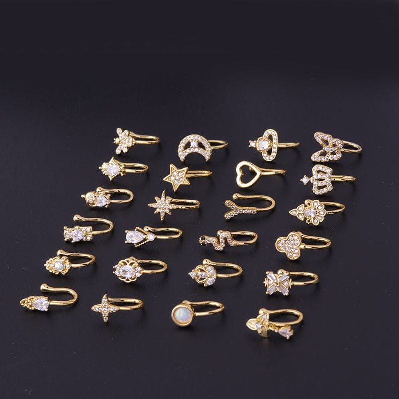 Chic CZ Inlaid Non Piercing Adjustable Nose Ring