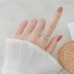 Chic CZ Inlaid Olive Branch Ring