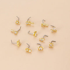 Chic CZ Inlaid Stainless Steel Floral Angel Wings Heart Nose Piercing Nose Stud