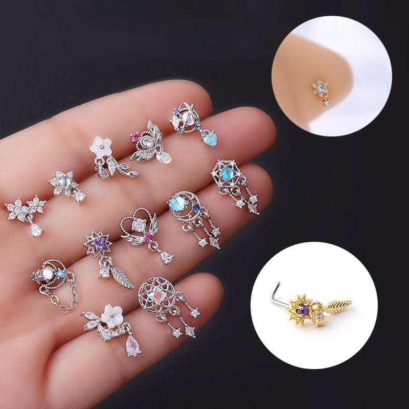 Chic CZ Inlaid Stainless Steel Nose Piercing Nose Stud