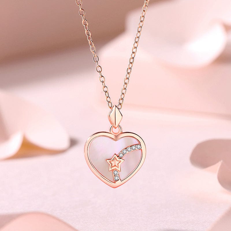 Chic CZ Inlaid Star Heart Necklace Bracelet Set