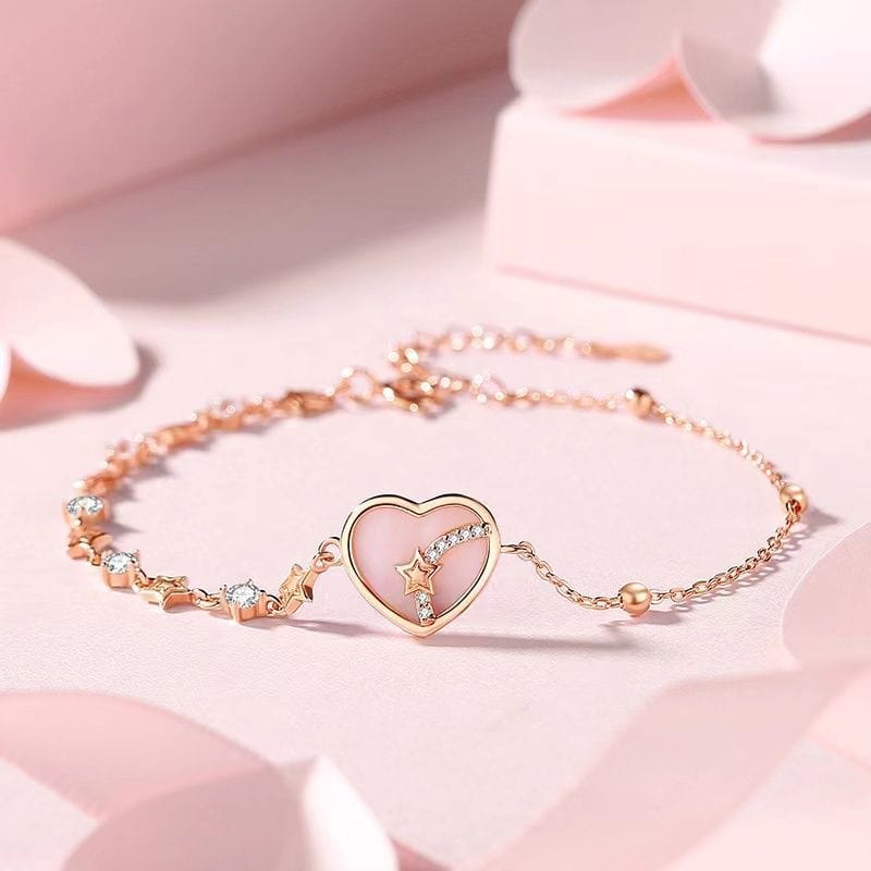 Chic CZ Inlaid Star Heart Necklace Bracelet Set