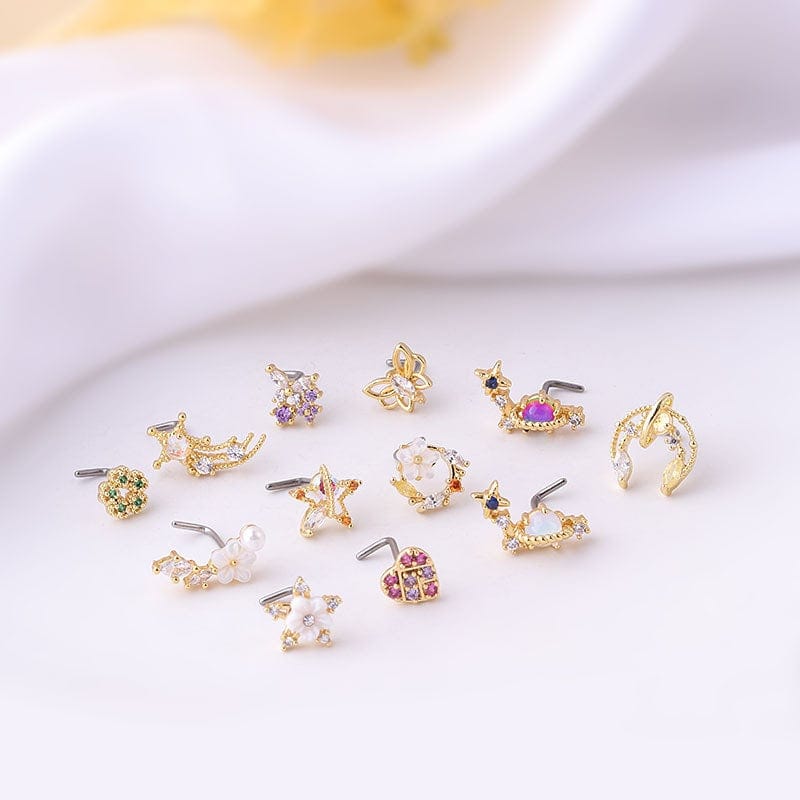 Chic CZ Inlaid Surgical Steel Nose Piercing Nose Stud