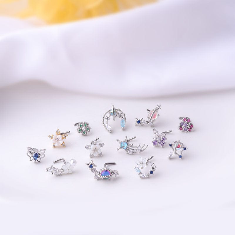 Chic CZ Inlaid Surgical Steel Nose Piercing Nose Stud