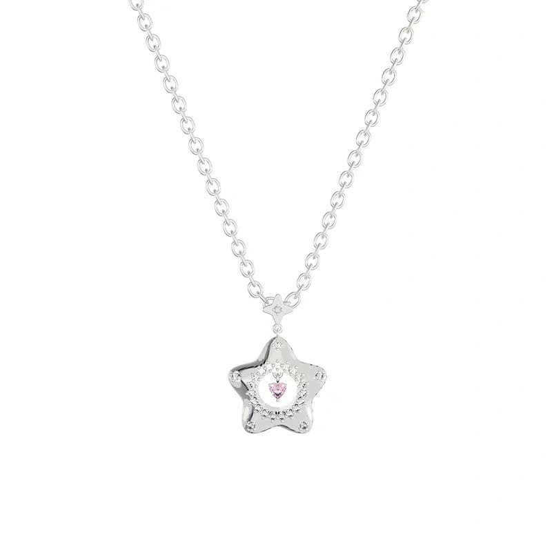 Chic Dangling Heart Star Necklace