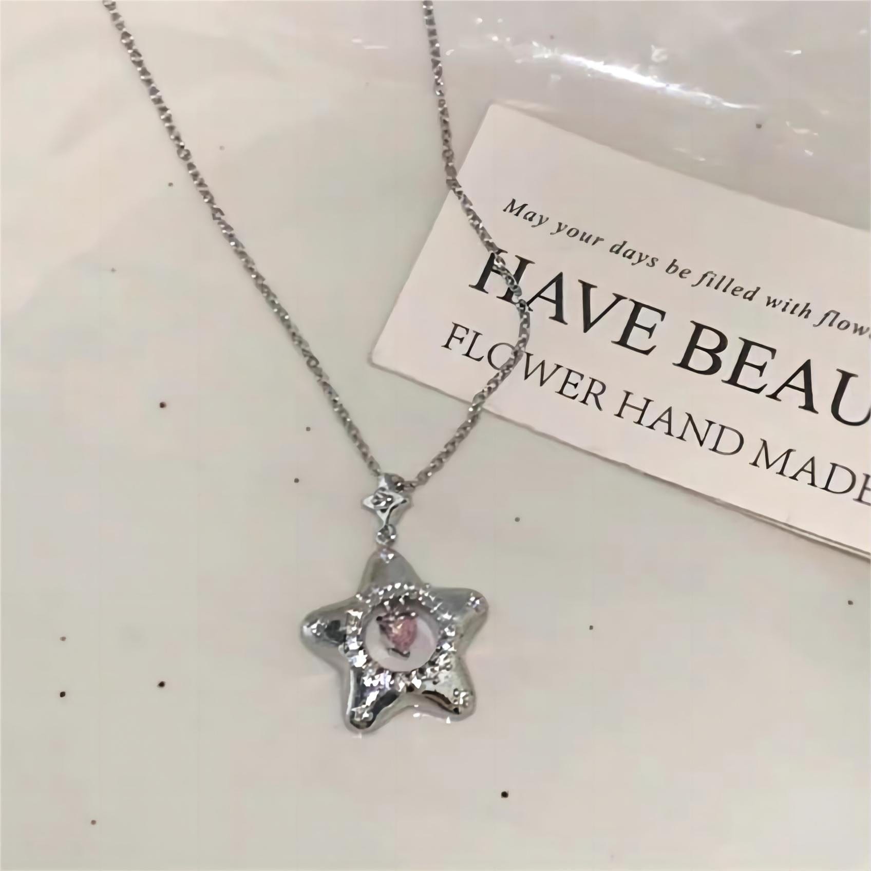 Chic Dangling Heart Star Necklace