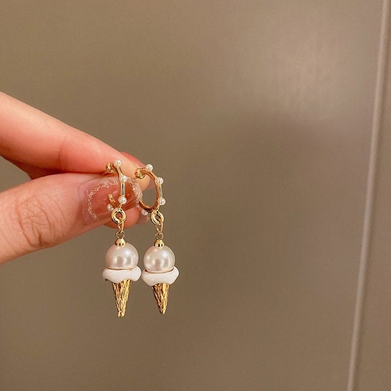 Chic Dangling Ice Cream Pearl Earrings