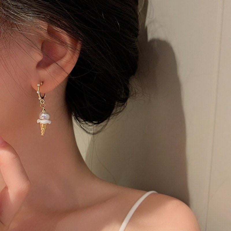 Chic Dangling Ice Cream Pearl Earrings