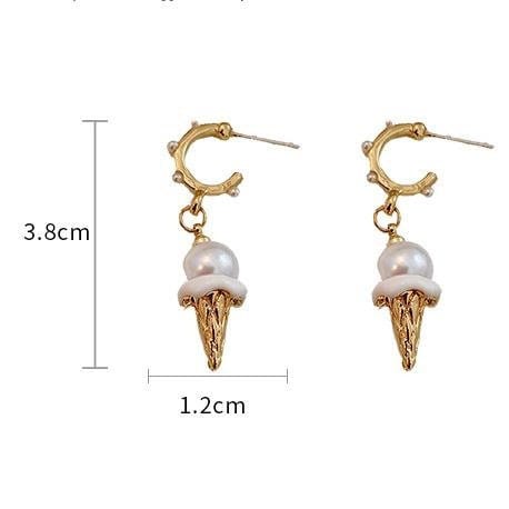 Chic Dangling Ice Cream Pearl Earrings