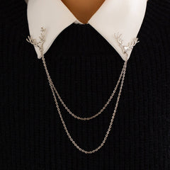 Chic Deer Antler Lapel Collar Pin Chain