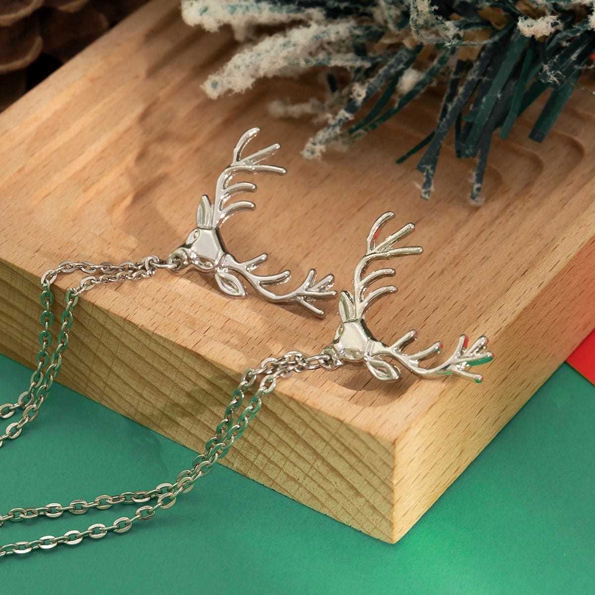 Chic Deer Antler Lapel Collar Pin Chain