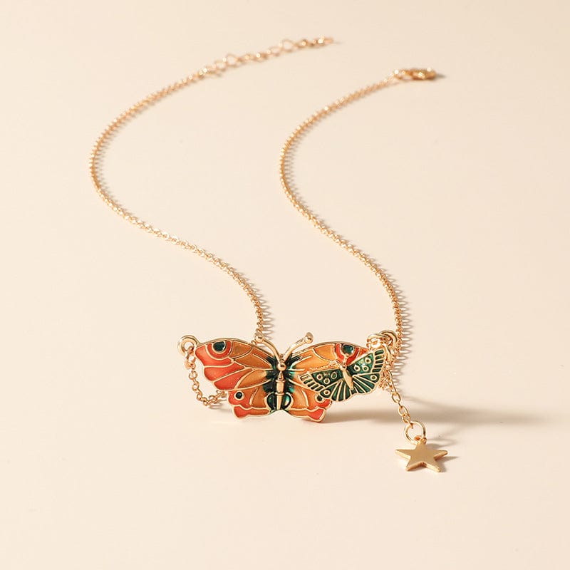 Chic Enamel Butterfly Necklace Bracelet Ring Set