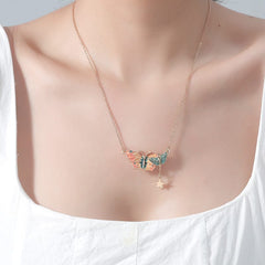 Chic Enamel Butterfly Necklace Bracelet Ring Set