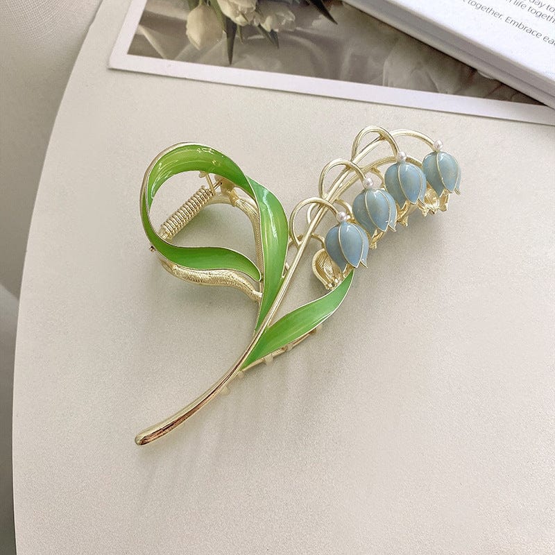 Chic Enamel Lily Of The Valley Chignon Claw Clip Hair Clip