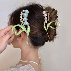 Chic Enamel Lily Of The Valley Chignon Claw Clip Hair Clip