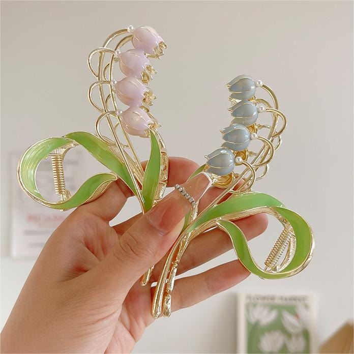 Chic Enamel Lily Of The Valley Chignon Claw Clip Hair Clip