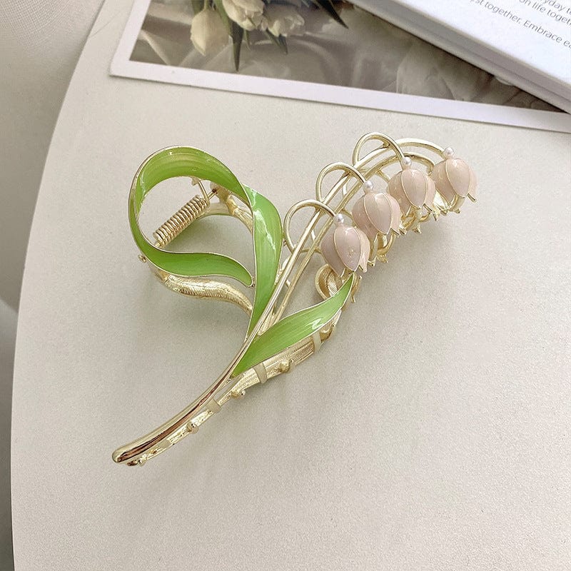 Chic Enamel Lily Of The Valley Chignon Claw Clip Hair Clip