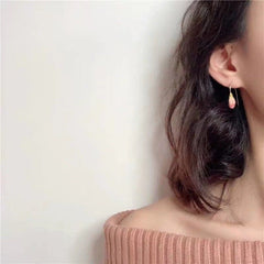 Chic Enamel Pink Tulip Dangle Earrings