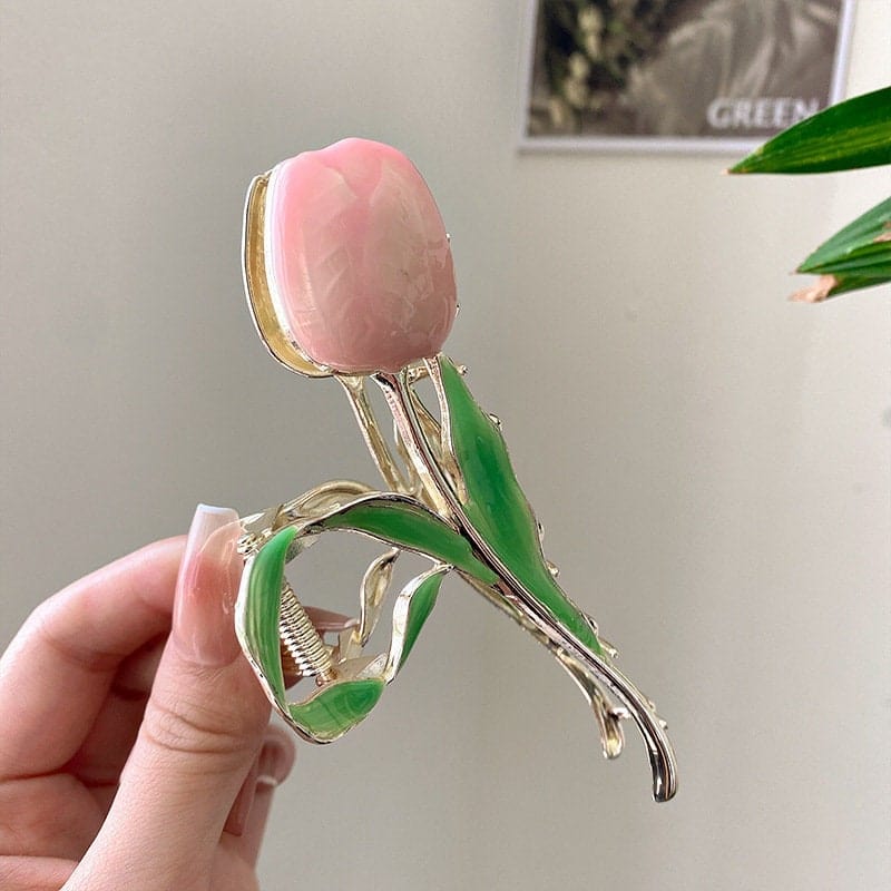 Chic Enamel Tulip Chignon Claw Clip Hair Clip