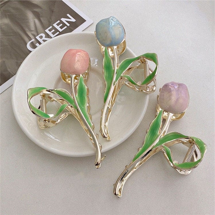 Chic Enamel Tulip Chignon Claw Clip Hair Clip