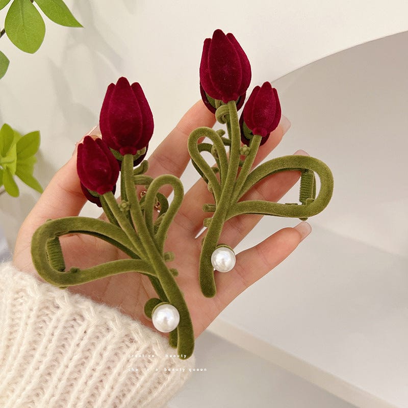 Chic Flocking Tulip Chignon Claw Clip Hair Clip