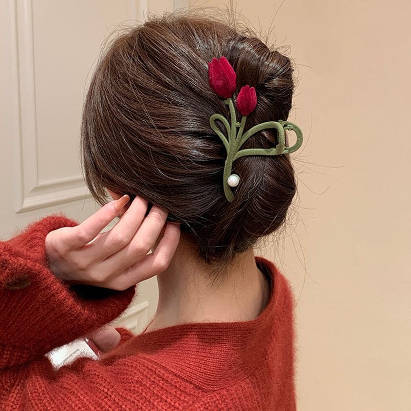 Chic Flocking Tulip Chignon Claw Clip Hair Clip