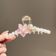 Chic Floral Pearl Chignon Claw Clip Hair Clip