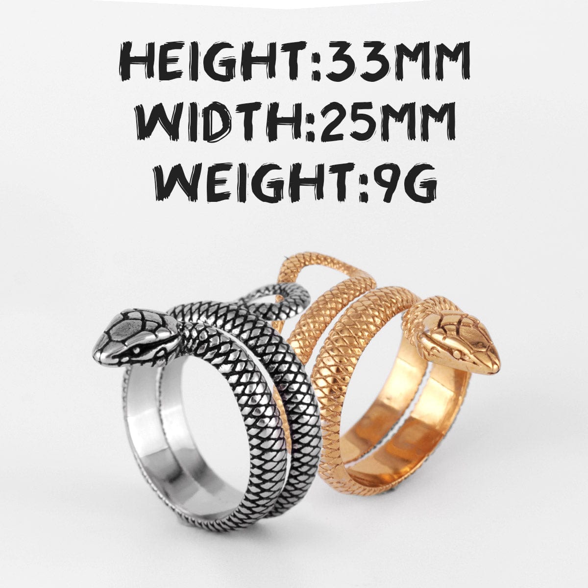 Chic Gold Silver Tone Stainless Steel Snake Ring