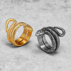 Chic Gold Silver Tone Stainless Steel Snake Ring