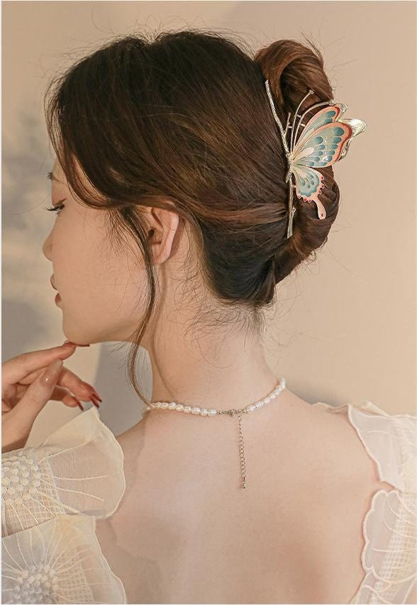 Chic Handmade Colorful Enamel Butterfly Chignon Claw Clip Hair Clip