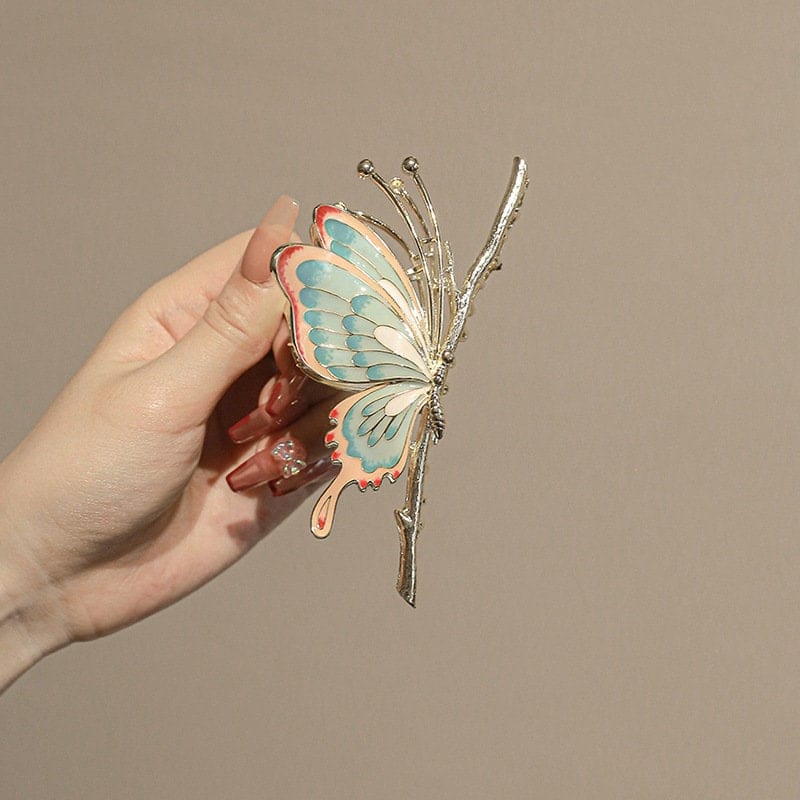 Chic Handmade Colorful Enamel Butterfly Chignon Claw Clip Hair Clip