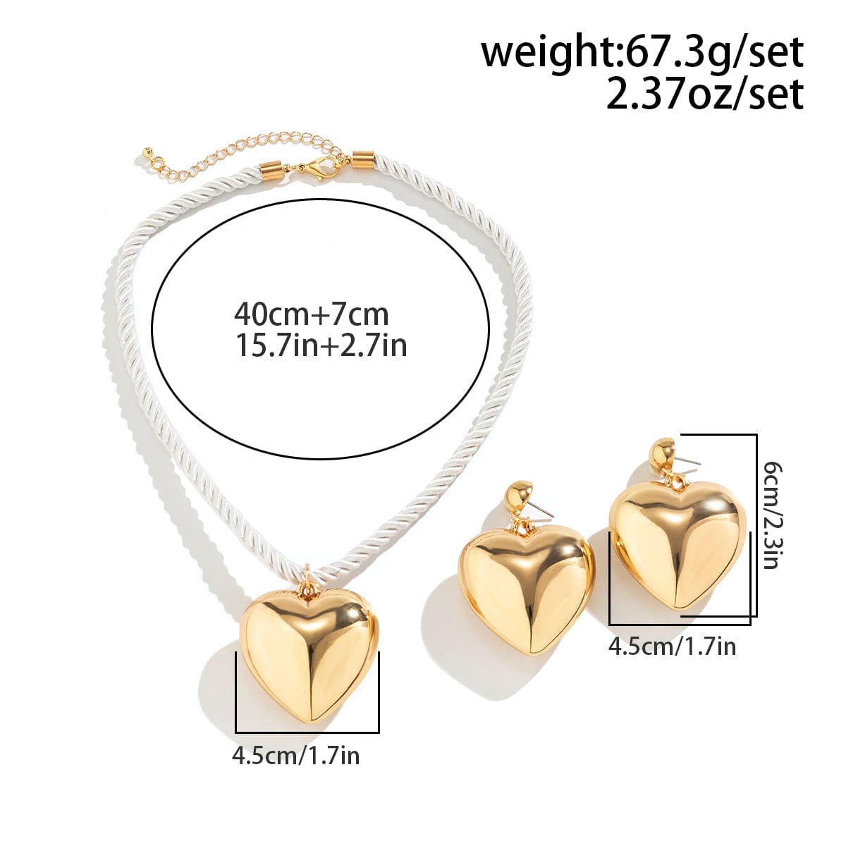 Chic Heart Necklace Earrings Set