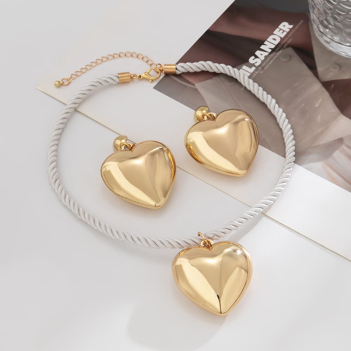 Chic Heart Necklace Earrings Set