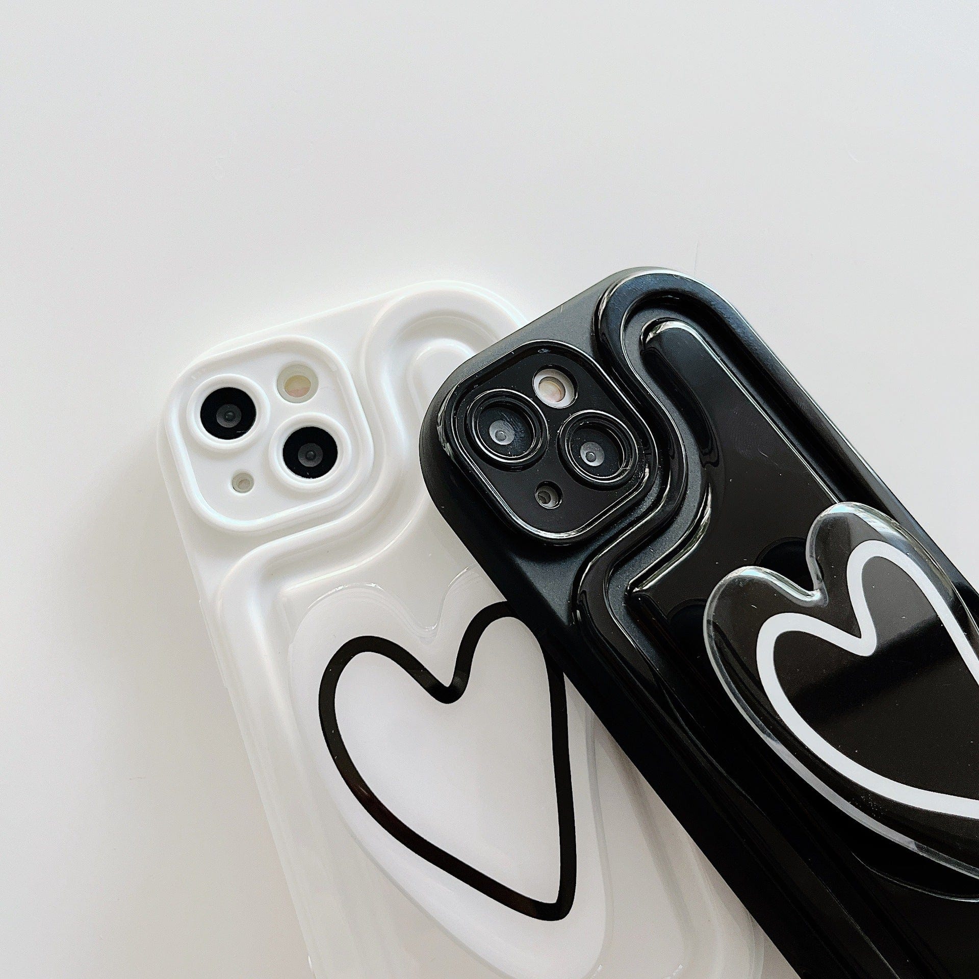 Chic Heart Stand Matching iPhone Case