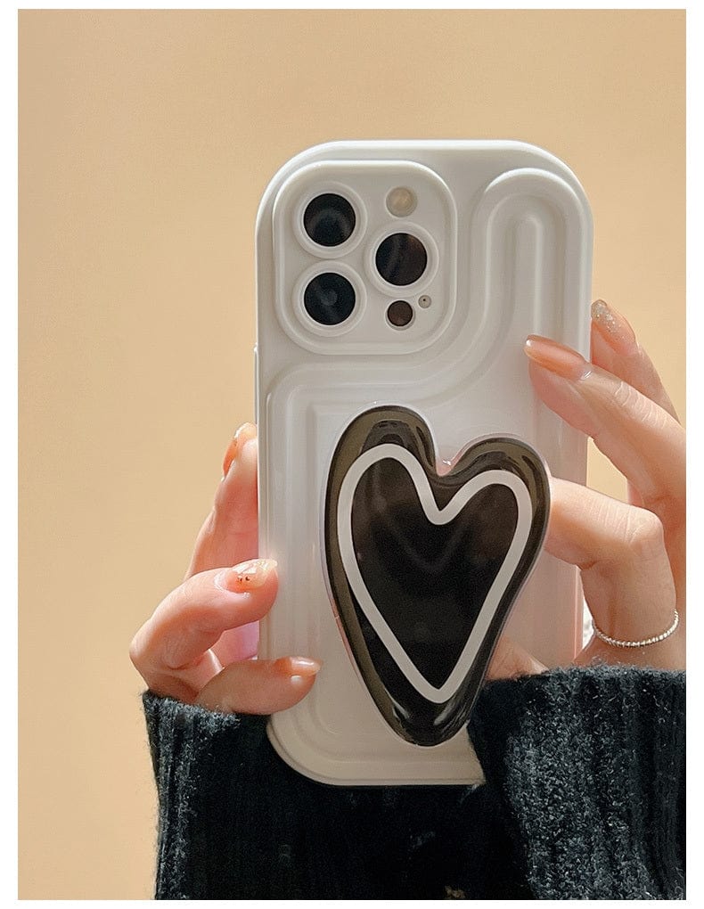 Chic Heart Stand Matching iPhone Case