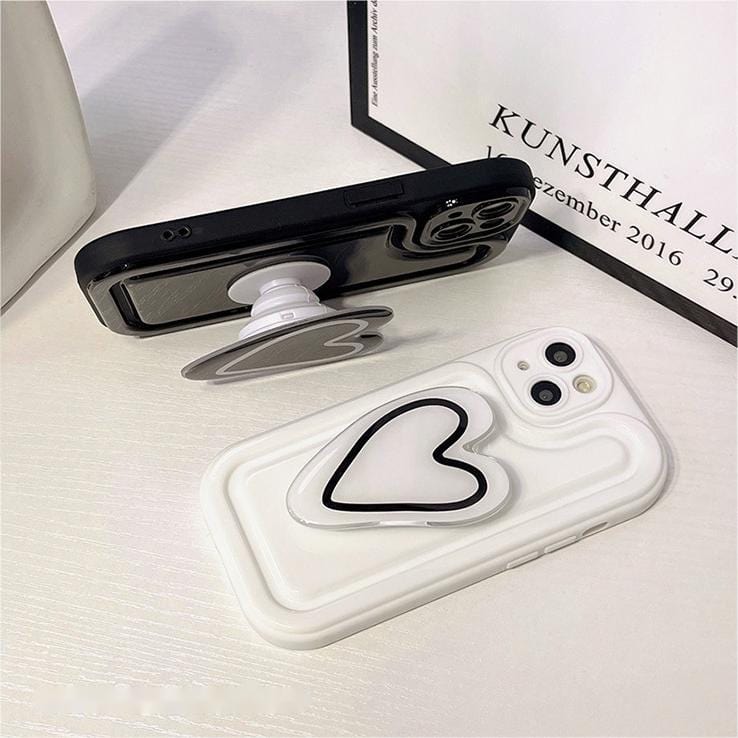 Chic Heart Stand Matching iPhone Case