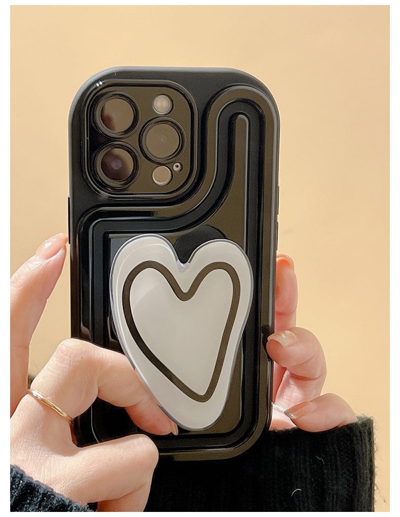 Chic Heart Stand Matching iPhone Case